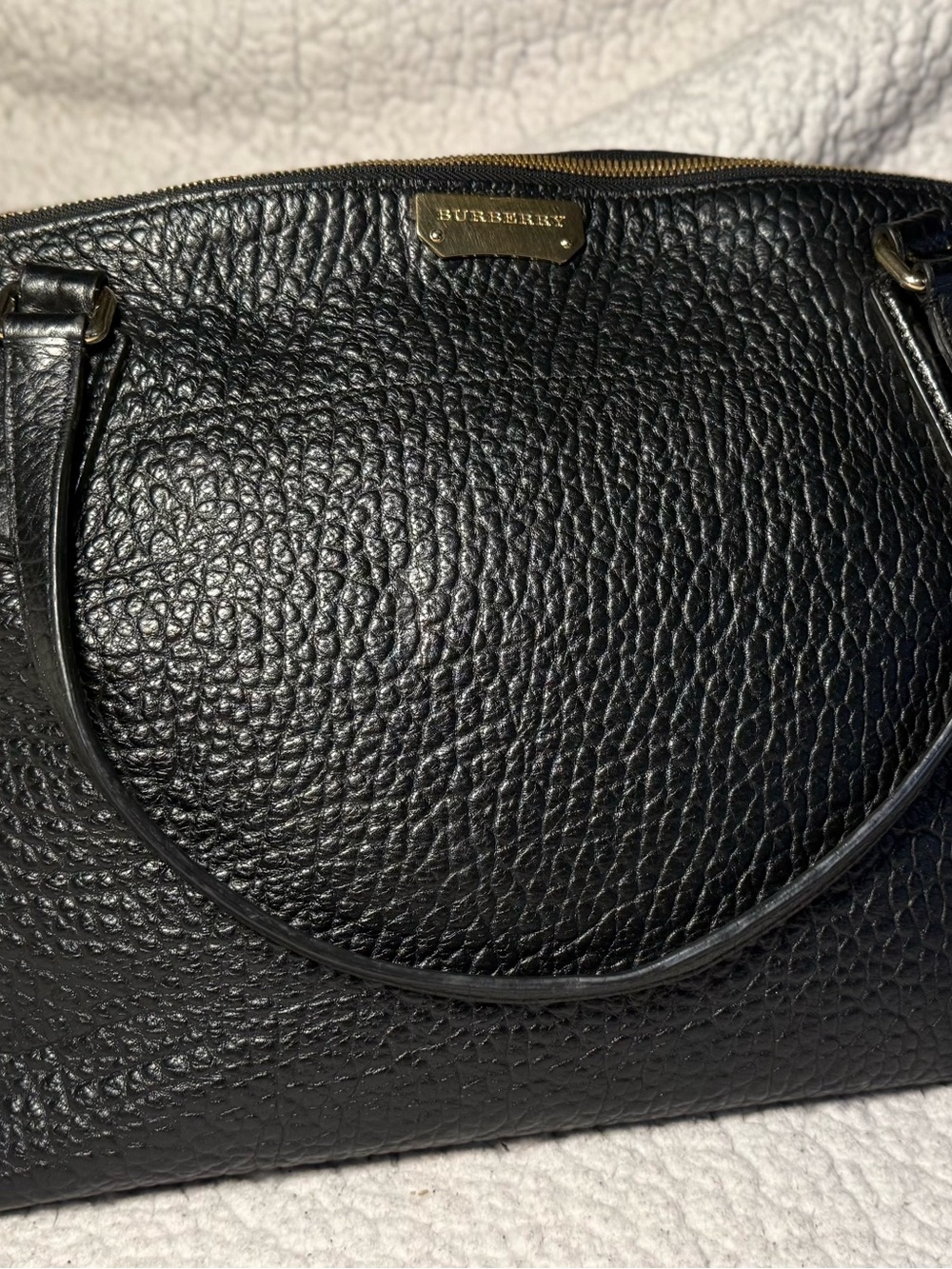 Burberry Black Pebbled Leather Dome Shoulder Bag with Gold Hardware